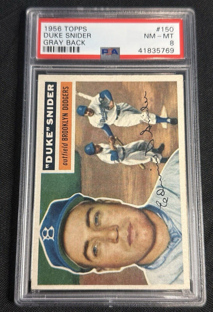 1956 Topps #150 Duke Snider GRAY BACK - PSA 8