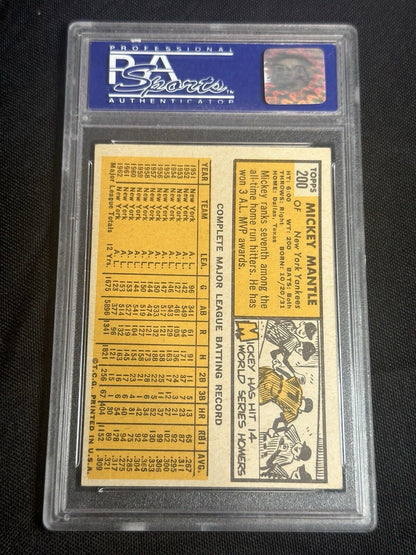 1963 Topps #200 Mickey Mantle PSA 6 CENTERED