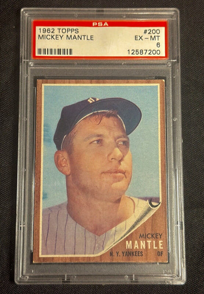 1962 Topps #200 Mickey Mantle PSA 6 Yankees MLB Legend HOF