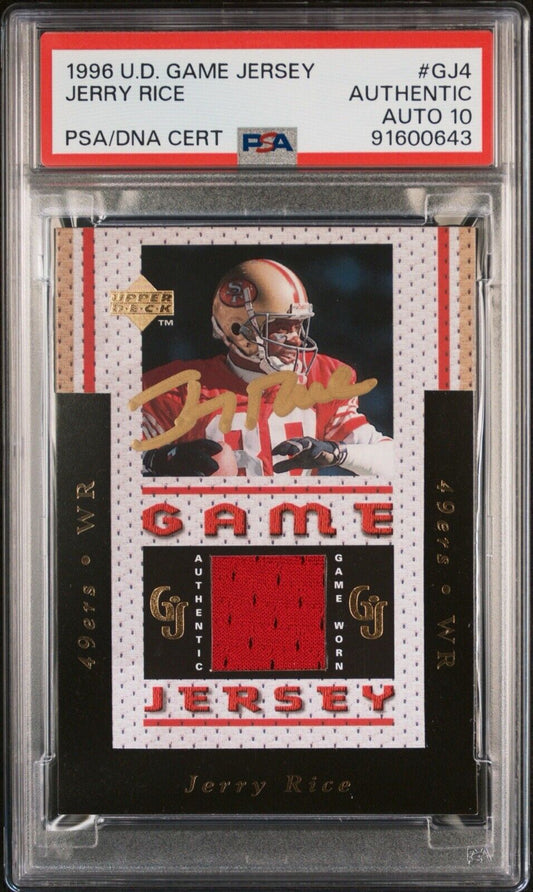 1996 Upper Deck Game Jersey Jerry Rice First Jersey card PSA/DNA 10 AUTOGRAPH