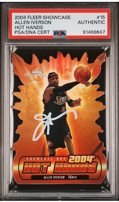 2004 Fleer Showcase Hot Hands Die-Cut #15 Allen Iverson PSA AUTHENTIC AUTOGRAPH