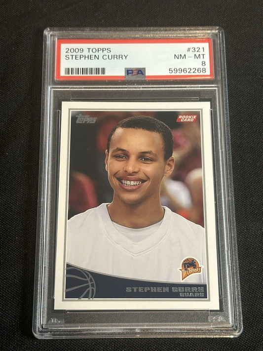 2009 Topps Basketball Stephen Curry Golden State Warriors Rookie Card #321 PSA 8