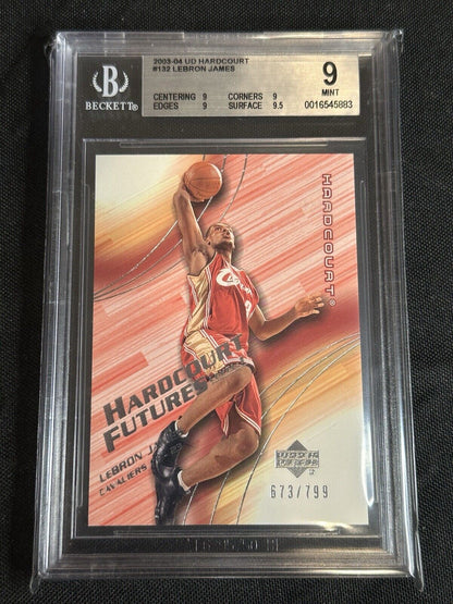 LEBRON JAMES 2003/04 UD HARDCOURT #132 RC ROOKIE CAVALIERS #/799 BGS 9