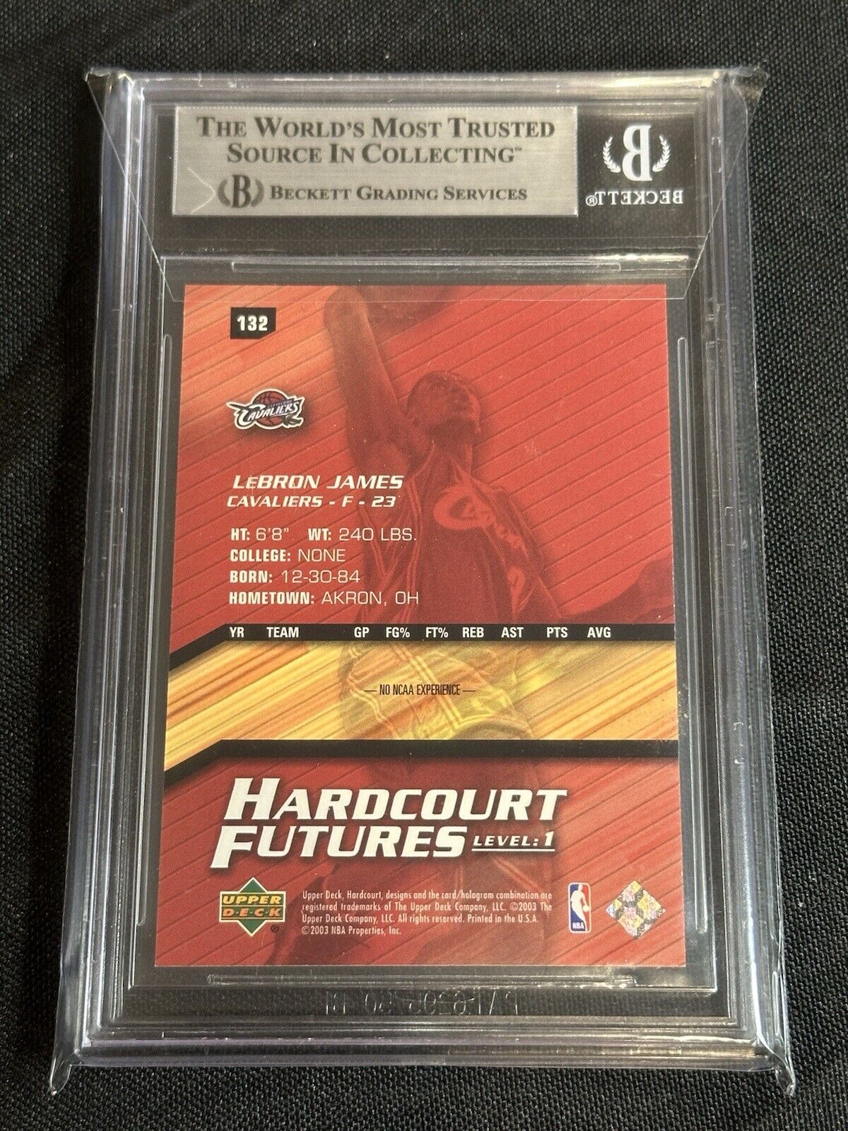 LEBRON JAMES 2003/04 UD HARDCOURT #132 RC ROOKIE CAVALIERS #/799 BGS 9