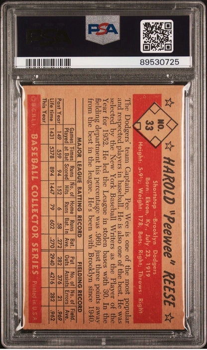 1953 BOWMAN # 33 PEE WEE REESE DODGERS PSA 5 EX SET BREAK 502915 (KYCARDS)