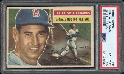 1956 Topps Ted Williams (White Back) #5 PSA 6.5 Ex-MT+ CENTERED RED SOCKS