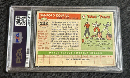 1955 Topps Sandy Koufax #123 HOF RC Dodgers Rookie PSA 4 VG-EX CENTERED