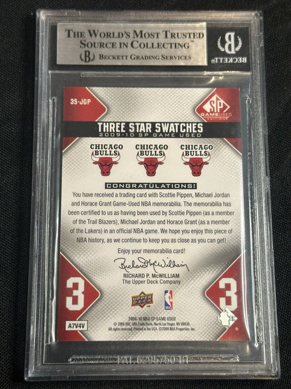 2009-10 SP Game Used 3 Star Michael Jordan Pippen Grant GU Jersey /125 BGS 9