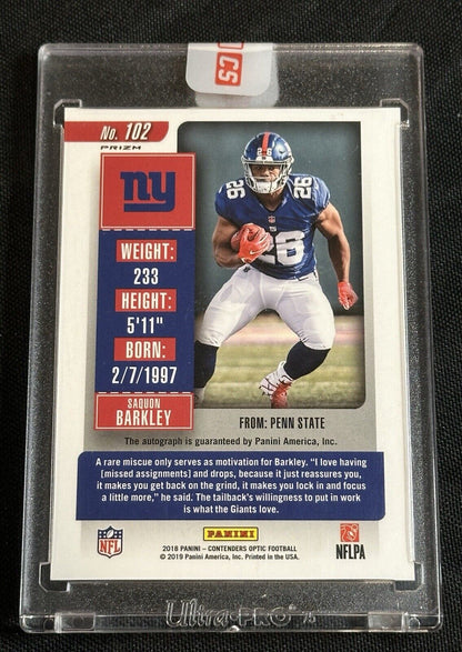 Saquon Barkley RC - 2018 Contenders OPTIC PRIZM RC Rookie Ticket Auto SEALED