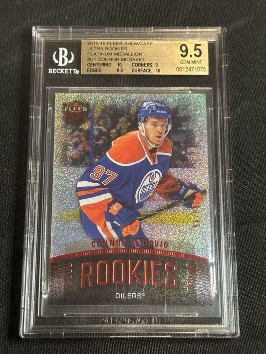 2015-16 Fleer Ultra Rookies Platinum Medallion Connor McDavid #96/99 BGS 9.5