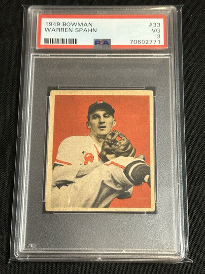 1949 Bowman #33 Warren Spahn Boston Braves PSA 3