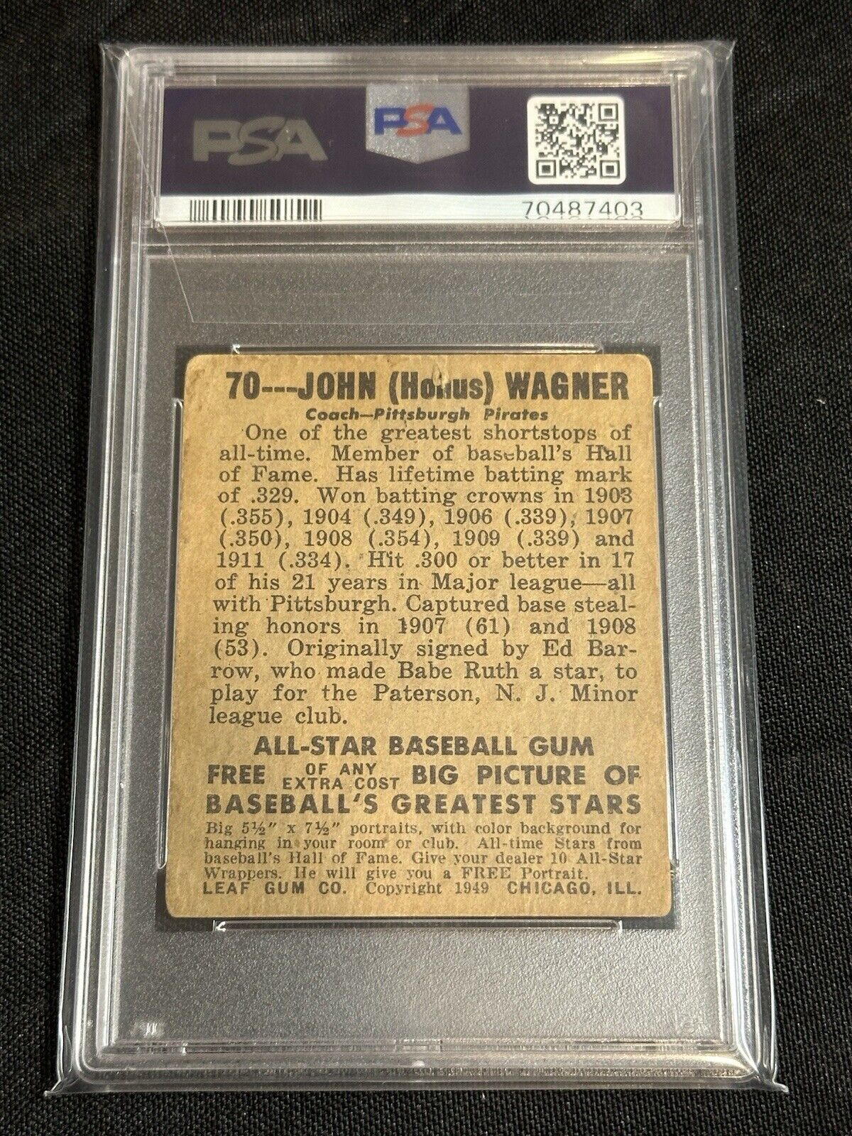 1948-49 Leaf Honus John Wagner #70 PSA 1 HOF