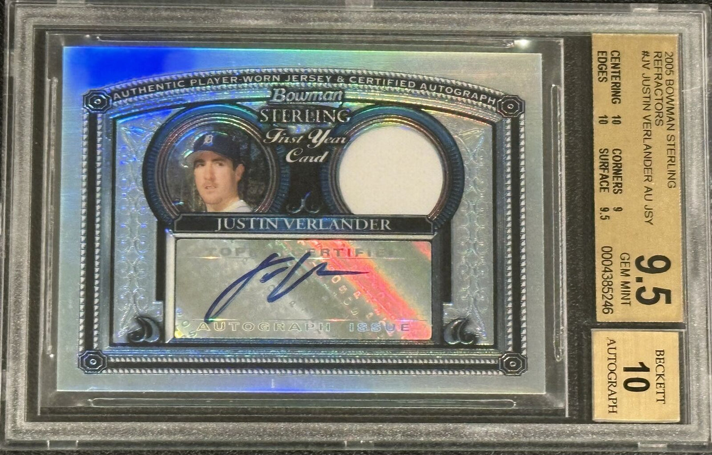 2005 Bowman Sterling Refractors Justin Verlander Au Jsy #JV BGS 9.5