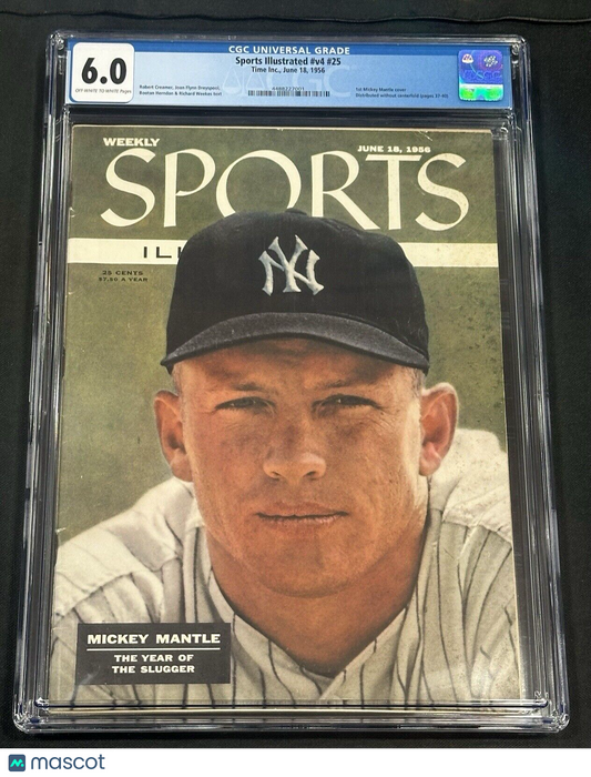 SPORTS ILLUSTRATED NEWSSTAND 1956 MICKEY MANTLE CGC 6.0 - ROOKIE 1ST COVER