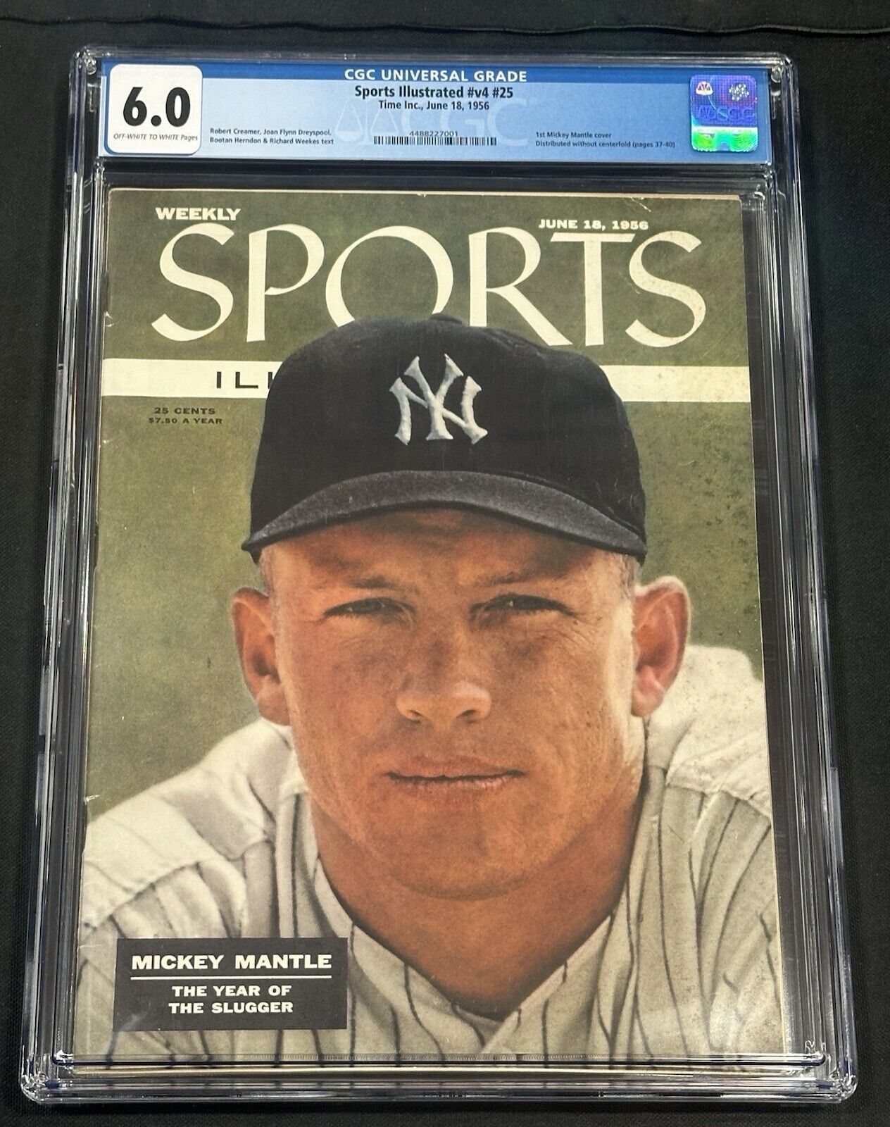 SPORTS ILLUSTRATED NEWSSTAND 1956 MICKEY MANTLE CGC 6.0 - ROOKIE 1ST COVER