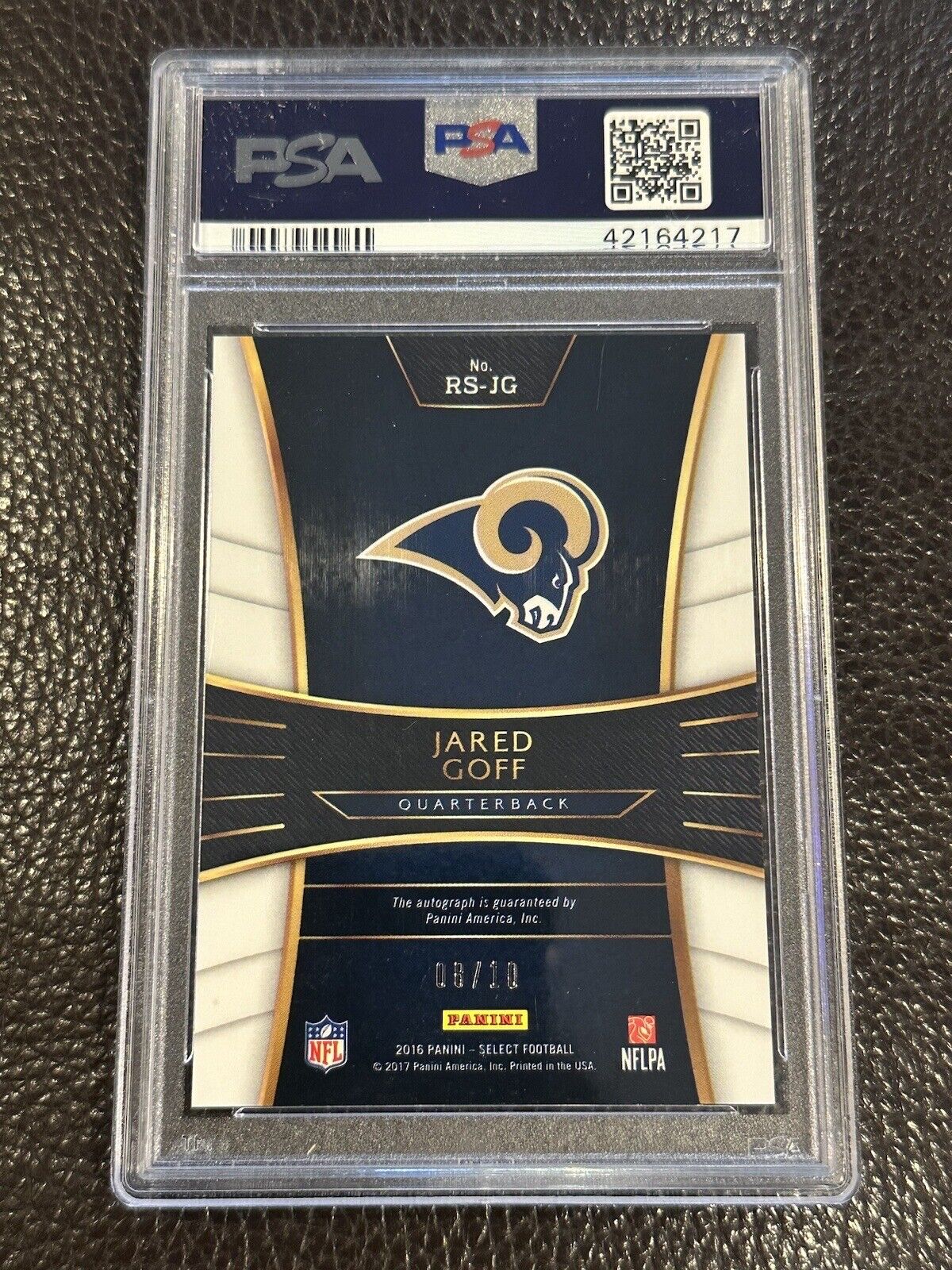 2016 Panini Select Jared Goff Rookie GOLD AUTOGRAPH Prizm # /10 PSA 10 POP 2