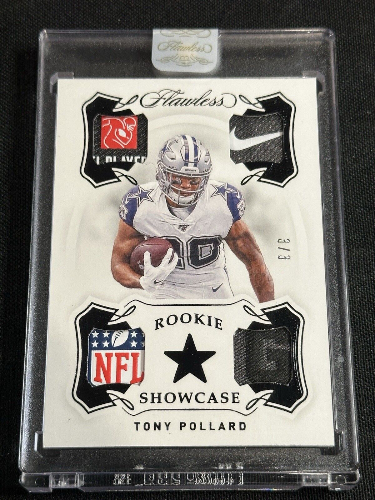 2019 Flawless Cowboys Tony Pollard Rookie Showcase NFL SHIELD # 3/3 SEALED