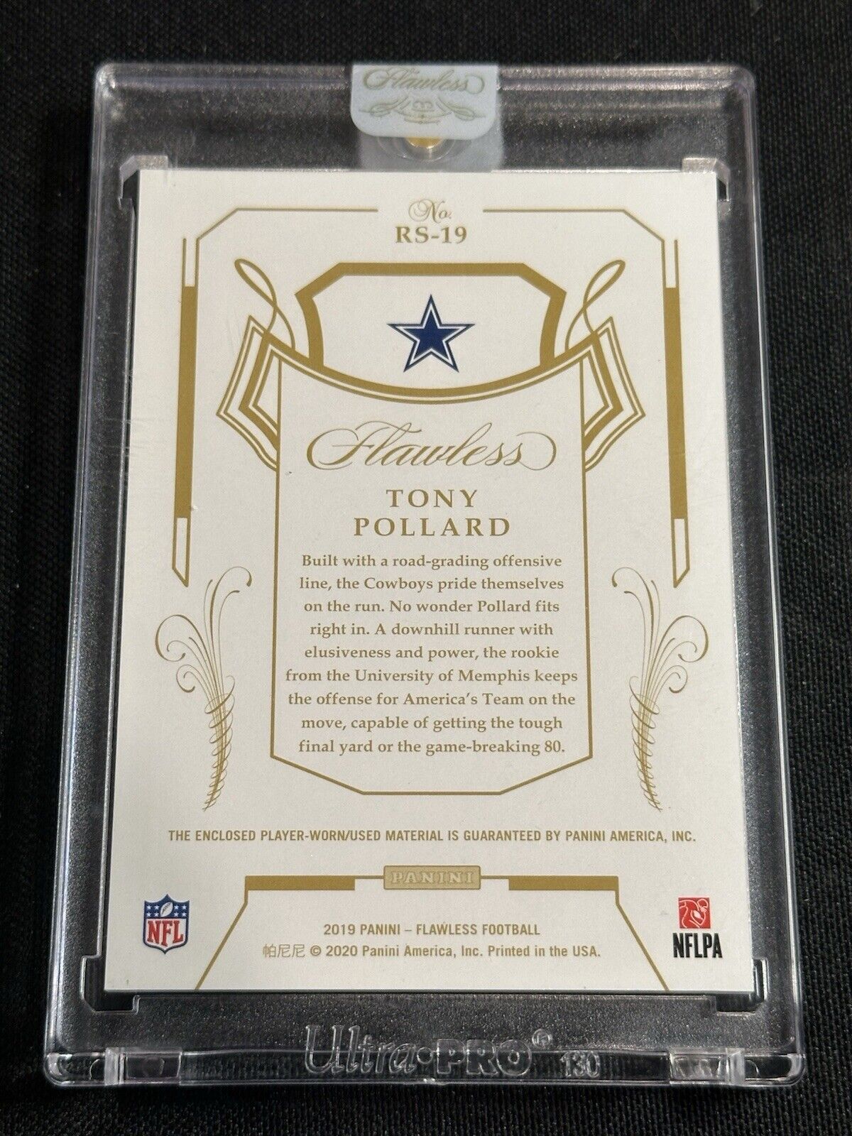 2019 Flawless Cowboys Tony Pollard Rookie Showcase NFL SHIELD # 3/3 SEALED