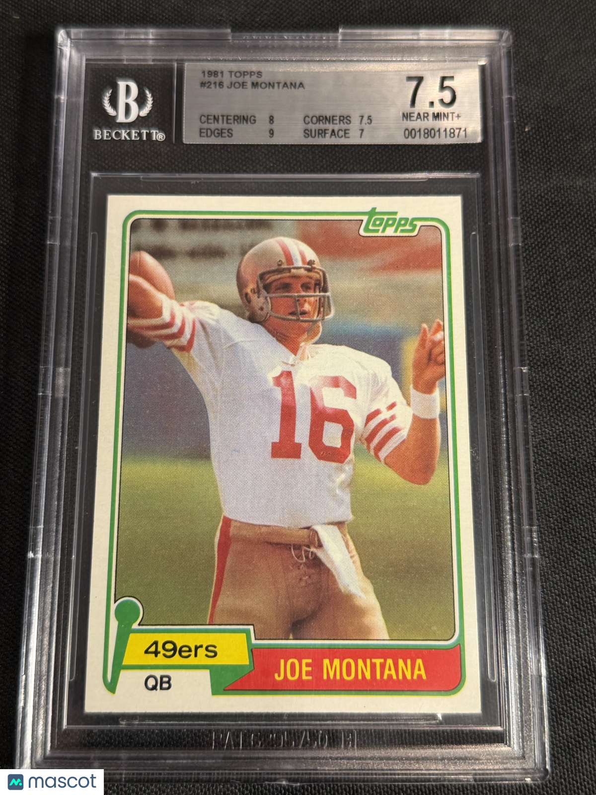 1981 Topps Joe Montana #216 Rookie BGS 7.5