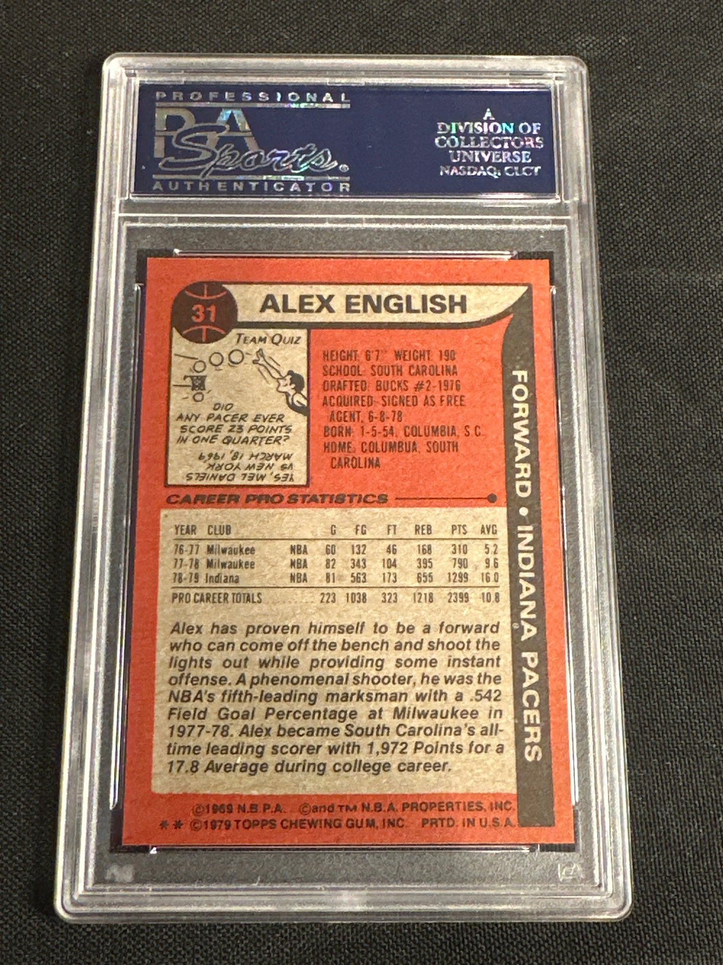 1979 Topps Alex English #31 PSA 8