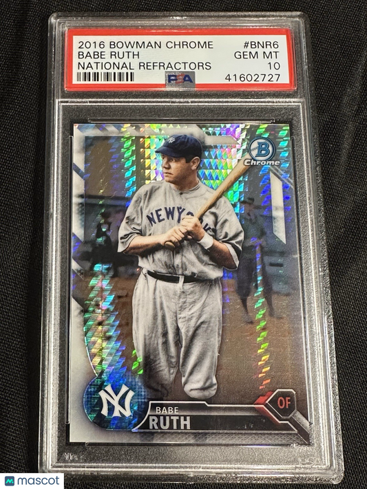 2016 Bowman Chrome NSCC National #BNR-6 Babe Ruth Yankees Prism Refractor PSA 10