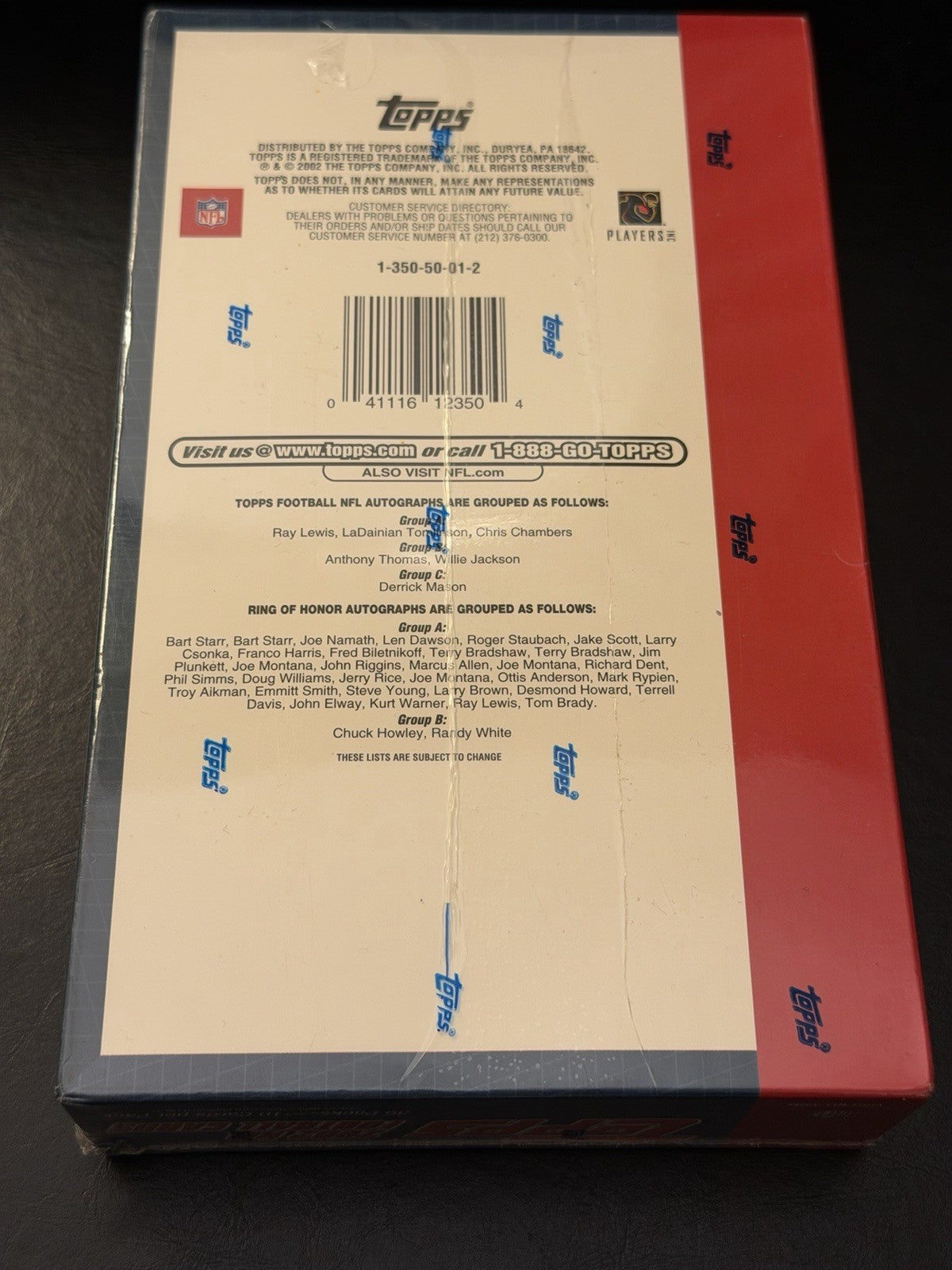 Topps 2002 Football Hobby Box Factory Sealed