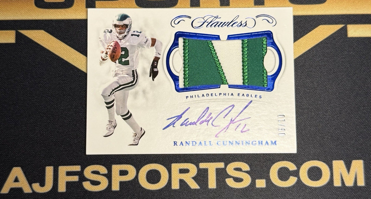 2018 Panini Flawless Randall Cunningham #6/10 On-Card Patch Auto Autograph