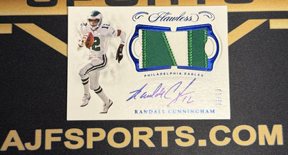 2018 Panini Flawless Randall Cunningham #6/10 On-Card Patch Auto Autograph