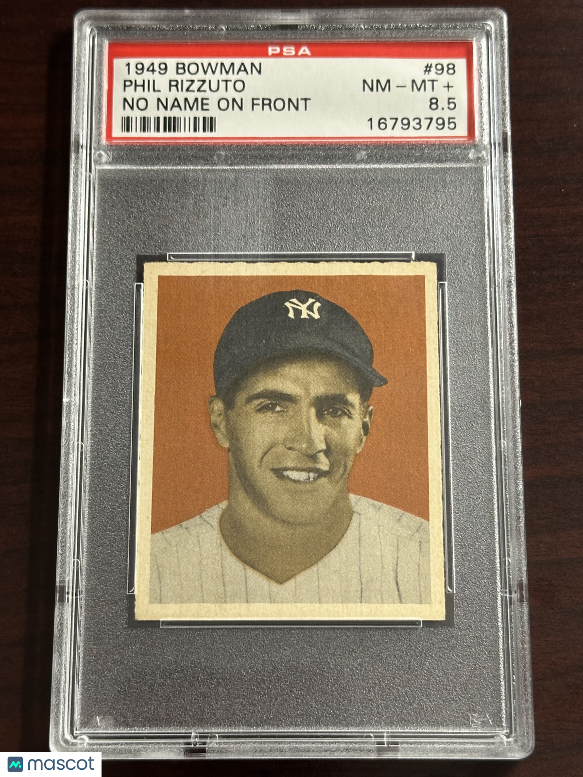 1949 Bowman Phil Rizzuto #98 No Name On Front PSA 8.5