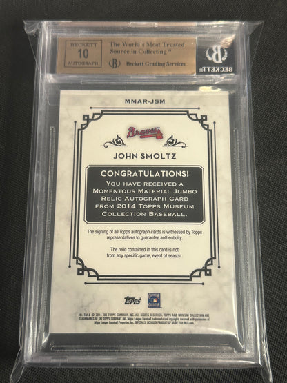 2014 Topps Museum Collection Jumbo Relic Autographs John Smoltz #MMARJSM BGS 9.5
