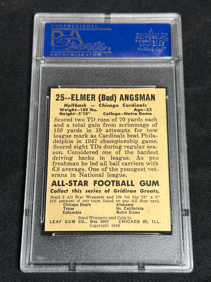 1948 Leaf Bud Angsman #25 Black Name On Front PSA 7