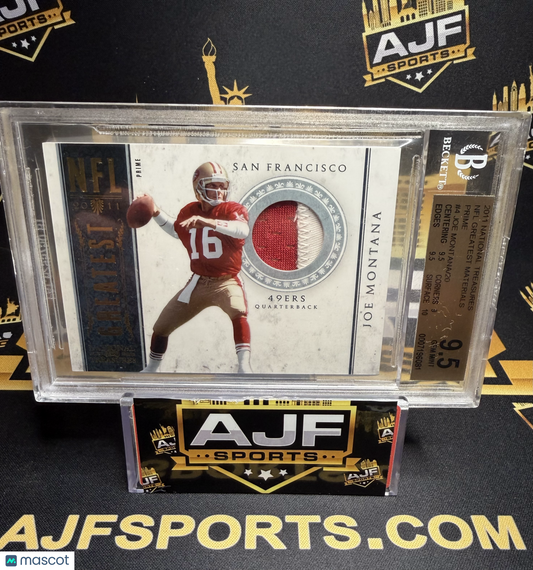 2011 National Treasures NFL Greatest Materials Prime Joe Montana #4 /20 BGS 9.5