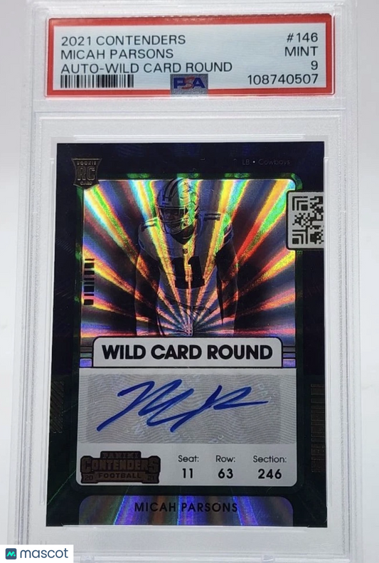 2021 Panini Contenders Micah Parsons #146 Auto Wild Card Round PSA 9