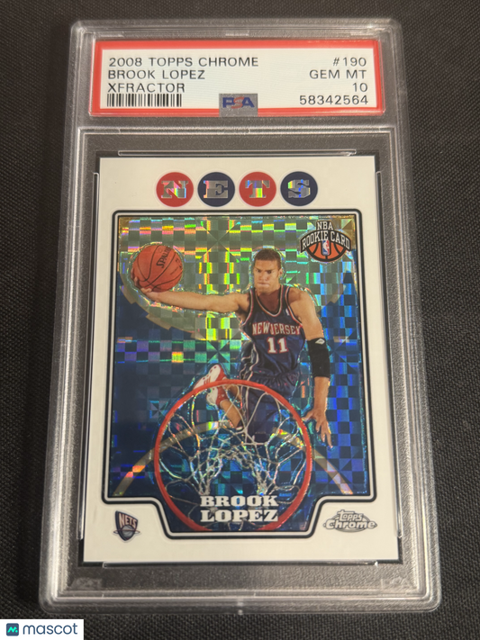 2008 Topps Chrome Brook Lopez #190 Xfractor PSA 10
