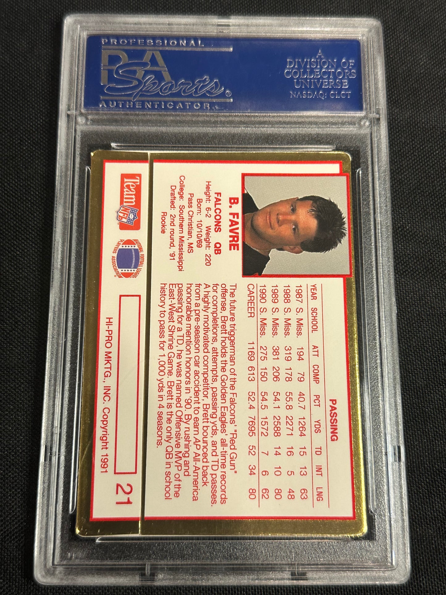 1991 Action Packed Rookie Update Brett Favre #21 PSA 10