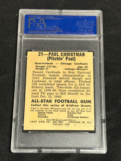 1948 Leaf Paul Christman #21 PSA 6