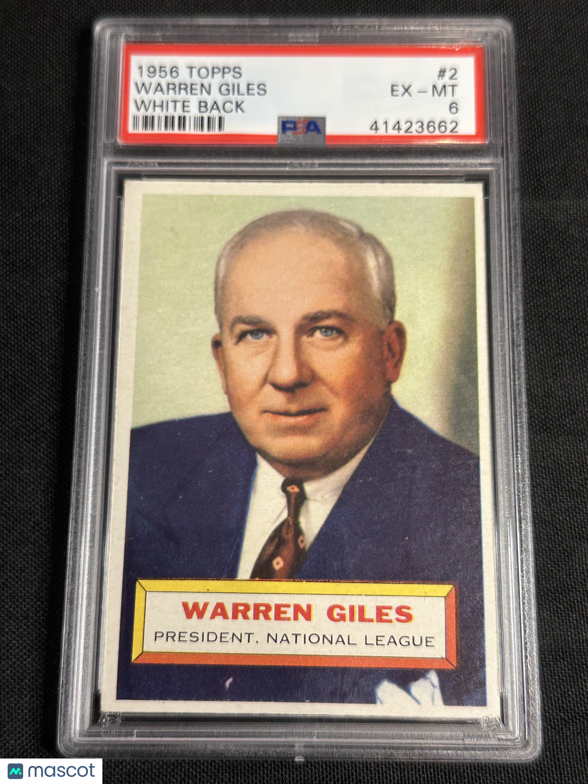 1956 Topps Warren Giles #2 White Back PSA 6