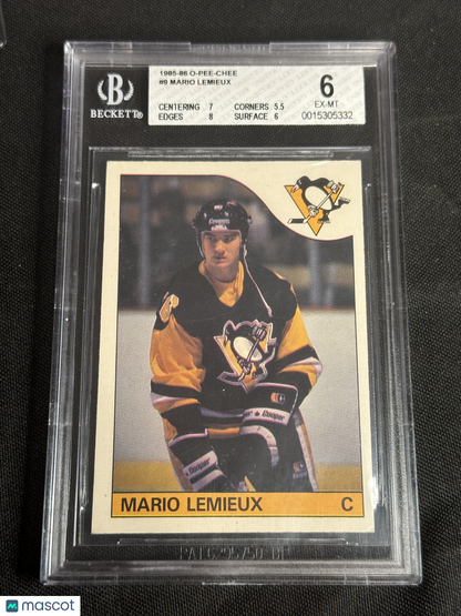 1985 O-Pee-Chee Mario Lemieux #9 Rookie BGS 6