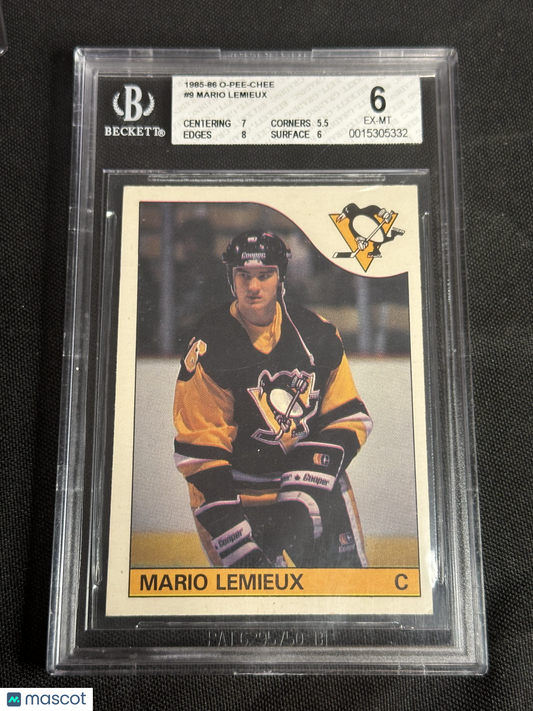 1985 O-Pee-Chee Mario Lemieux #9 Rookie BGS 6