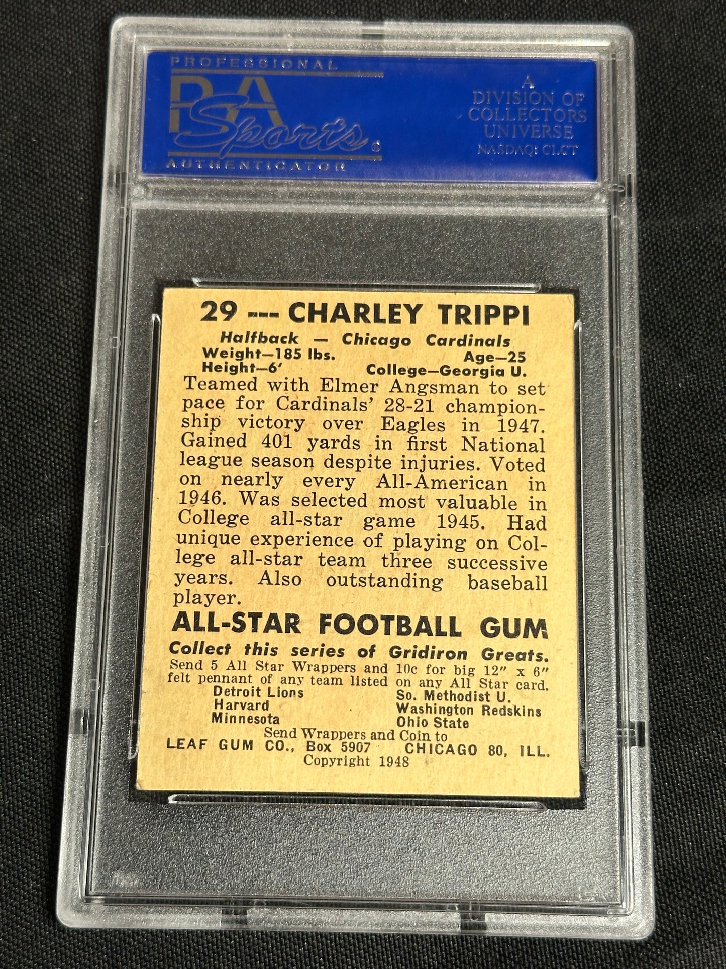 1948 Leaf Charley Trippi #29 PSA 4