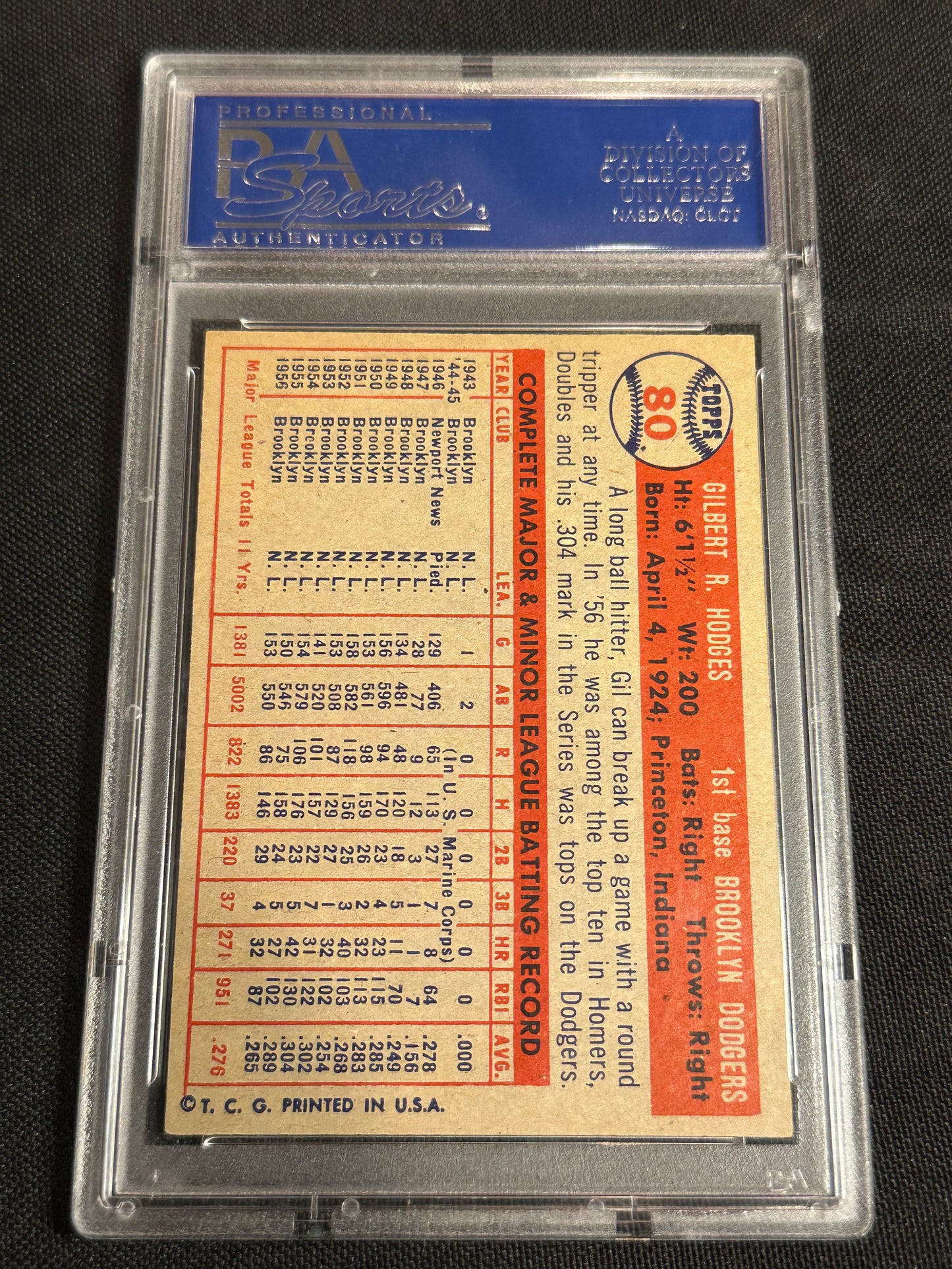 1957 Topps Gil Hodges #80 PSA 7