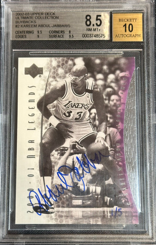 2002-03 Upper Deck Ultimate Collection Buybacks #1/5 #2 BGS8.5/10 Autograph RARE