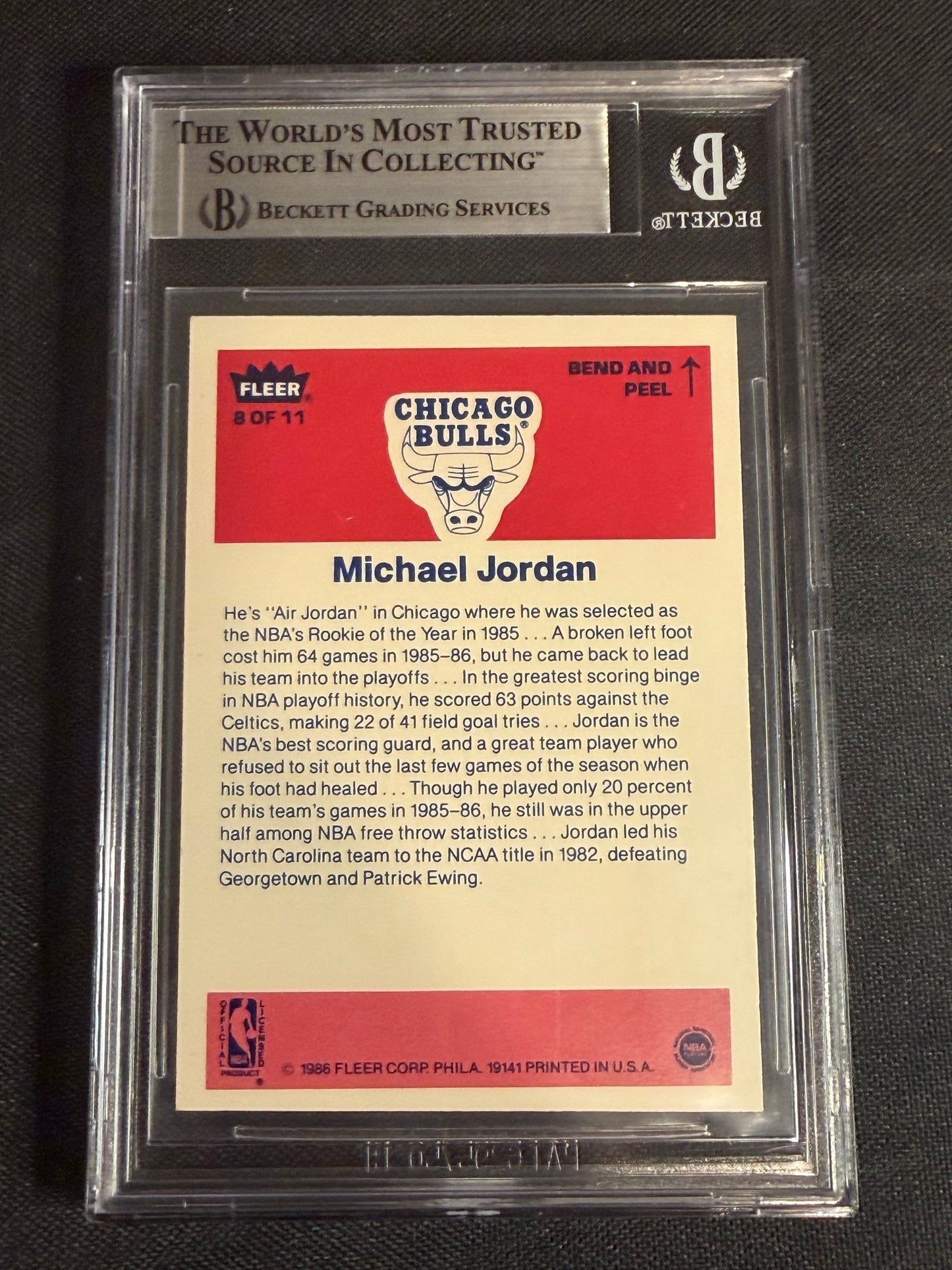 1986 Fleer Stickers Michael Jordan #8 BGS 7