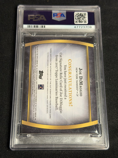 2017 Topps Luminaries Cut Signature Relics Joe Dimaggio #JD 1/1 PSA 8