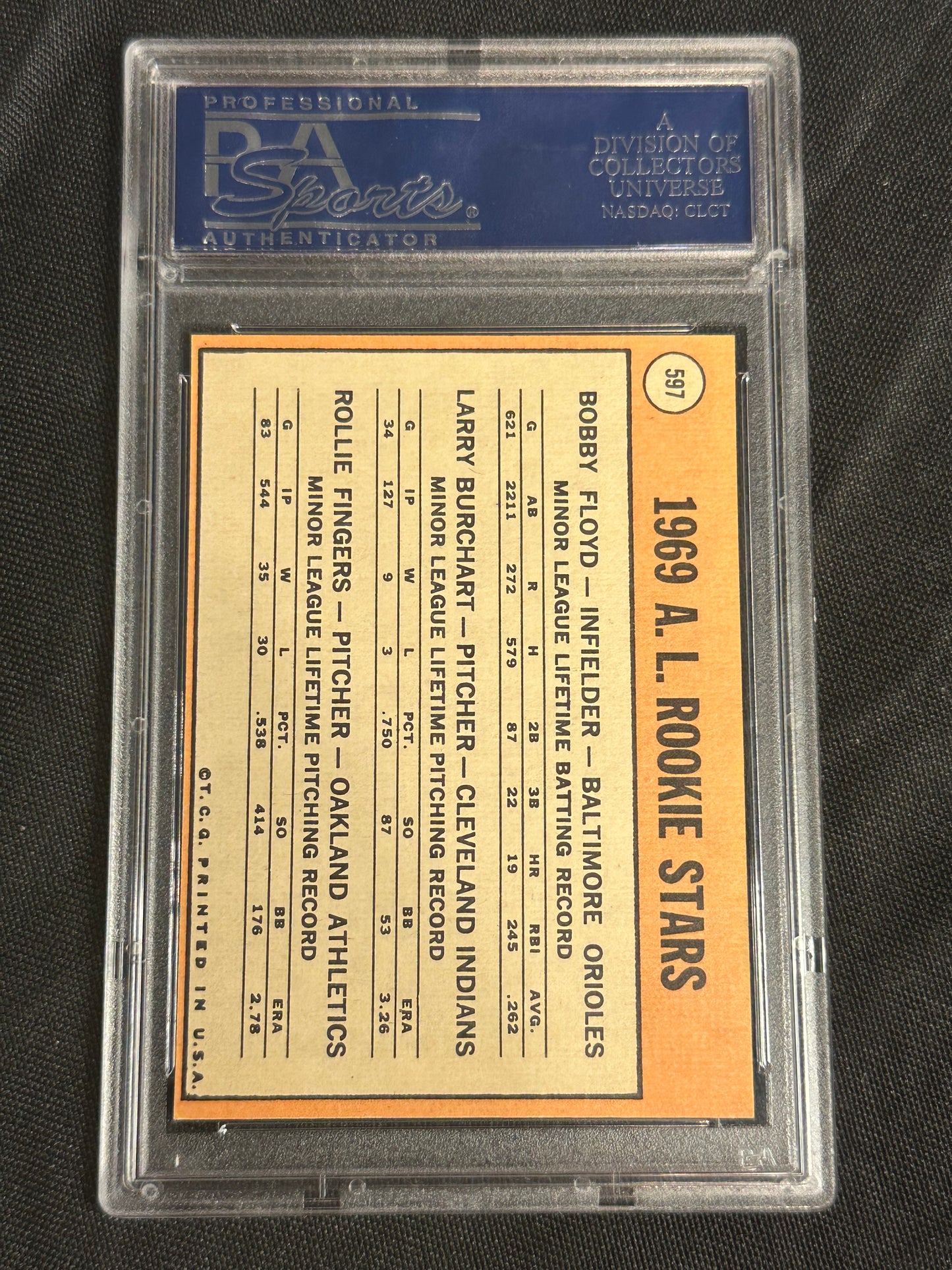 1969 Topps A. L. Rookies #597 Floyd Burchart Fingers PSA 7