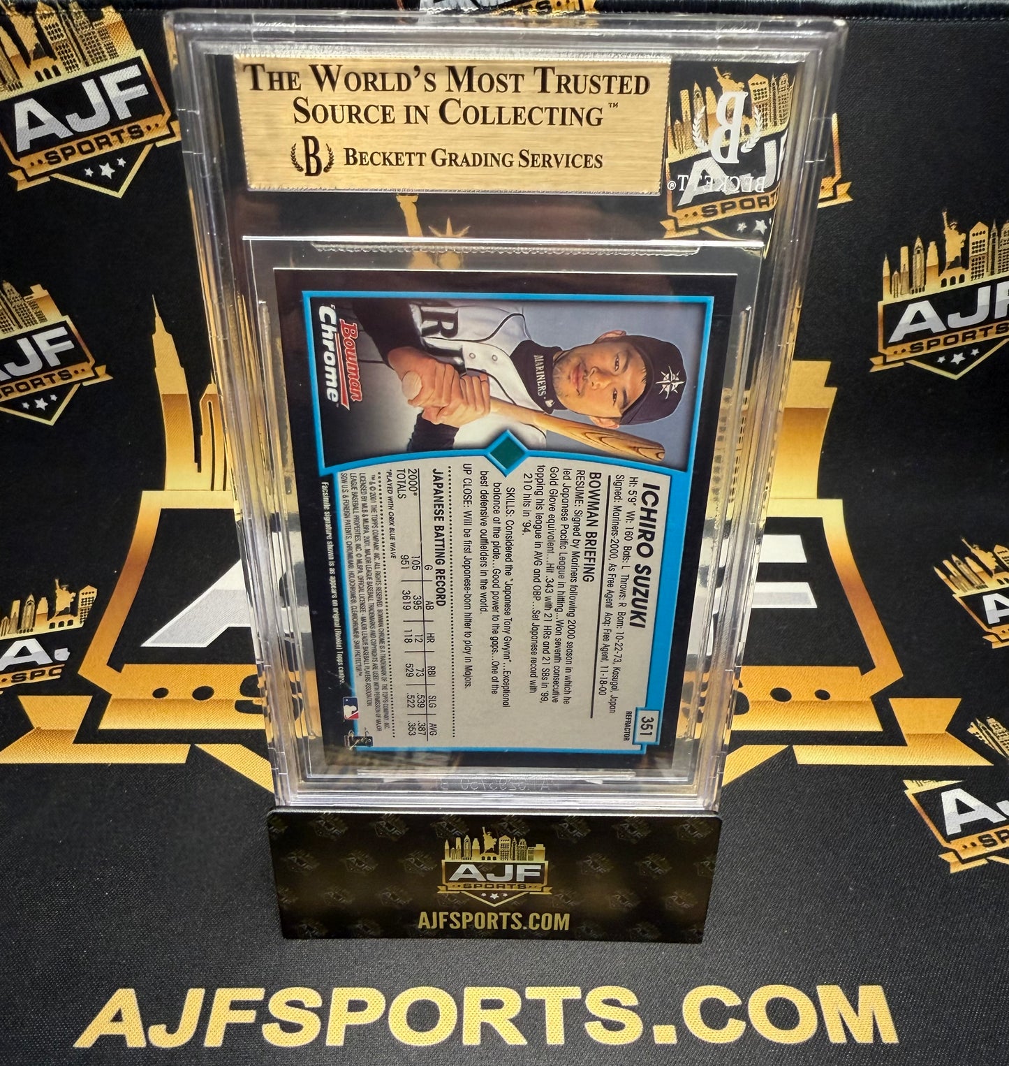 2001 Bowman Chrome Ichiro Suzuki English #351A Rookie BGS 9.5
