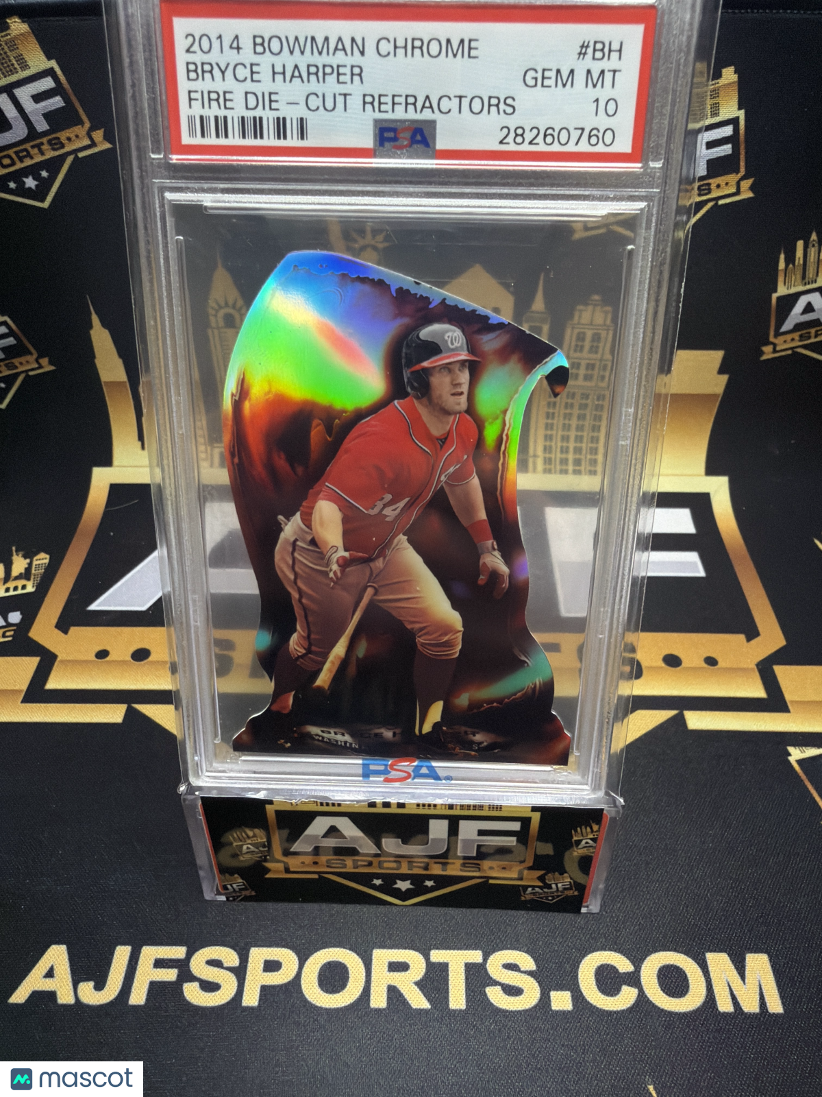 2014 Bowman Chrome Fire Die-Cut Refractors Bryce Harper #BH Refractor PSA 10