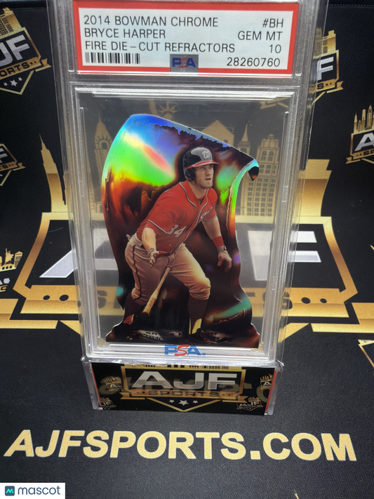 2014 Bowman Chrome Fire Die-Cut Refractors Bryce Harper #BH Refractor PSA 10