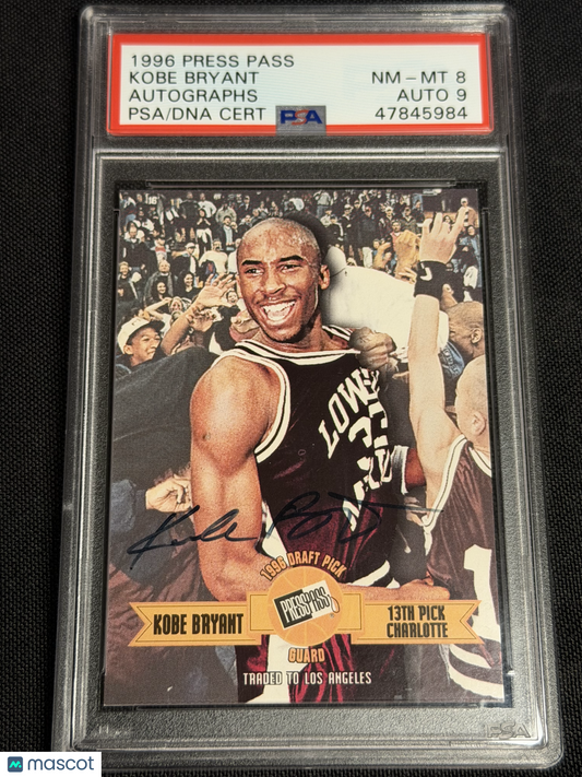 1996 Press Pass Autographs Kobe Bryant PSA 8