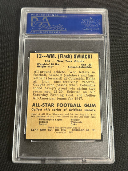 1948 Leaf William Swiacki #12 Black Name On Front PSA 7